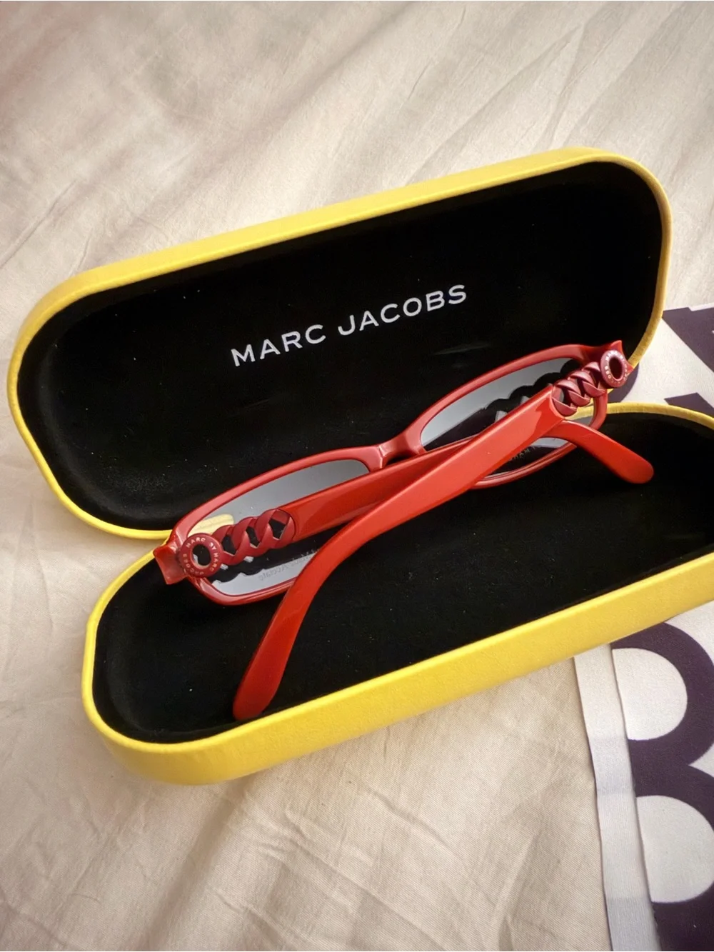 Marc Jacobs burgundy Slim Rectangular Sunglasses with Yellow Case